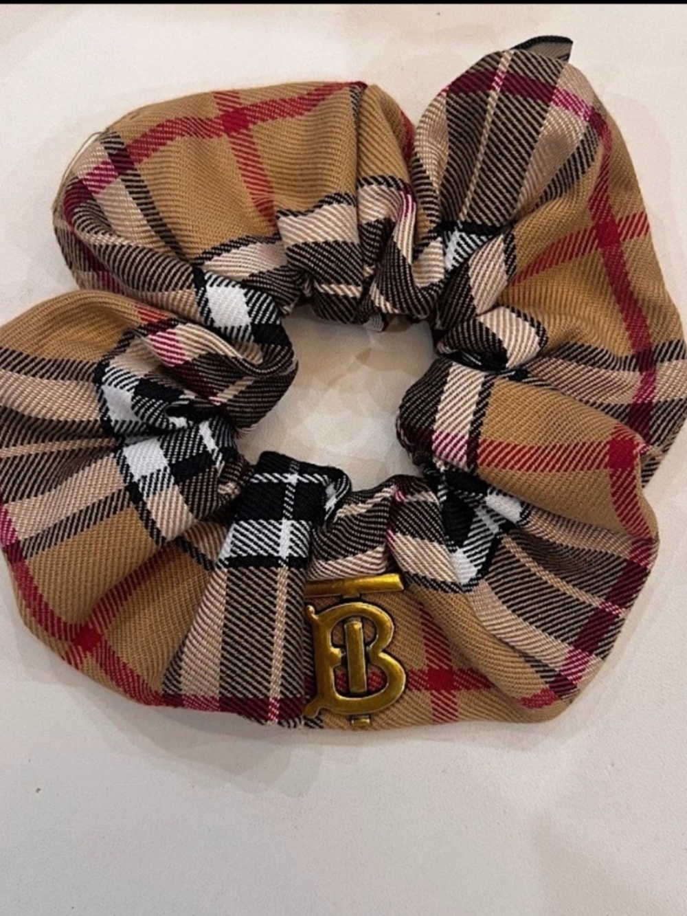 Stripped Scrunchie with Gold Emblem New
